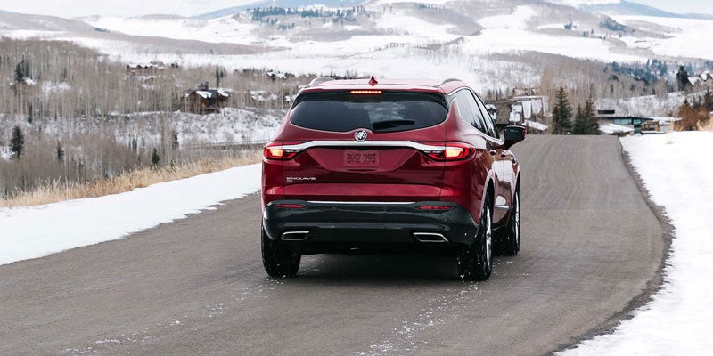 back view of red Buick Enclave