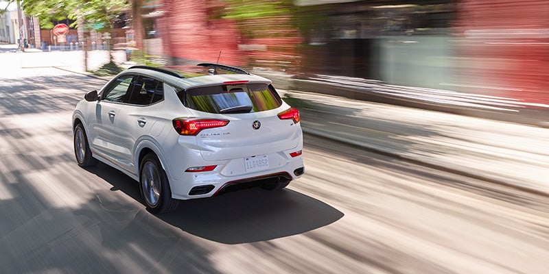 back view of white Buick Encore GX