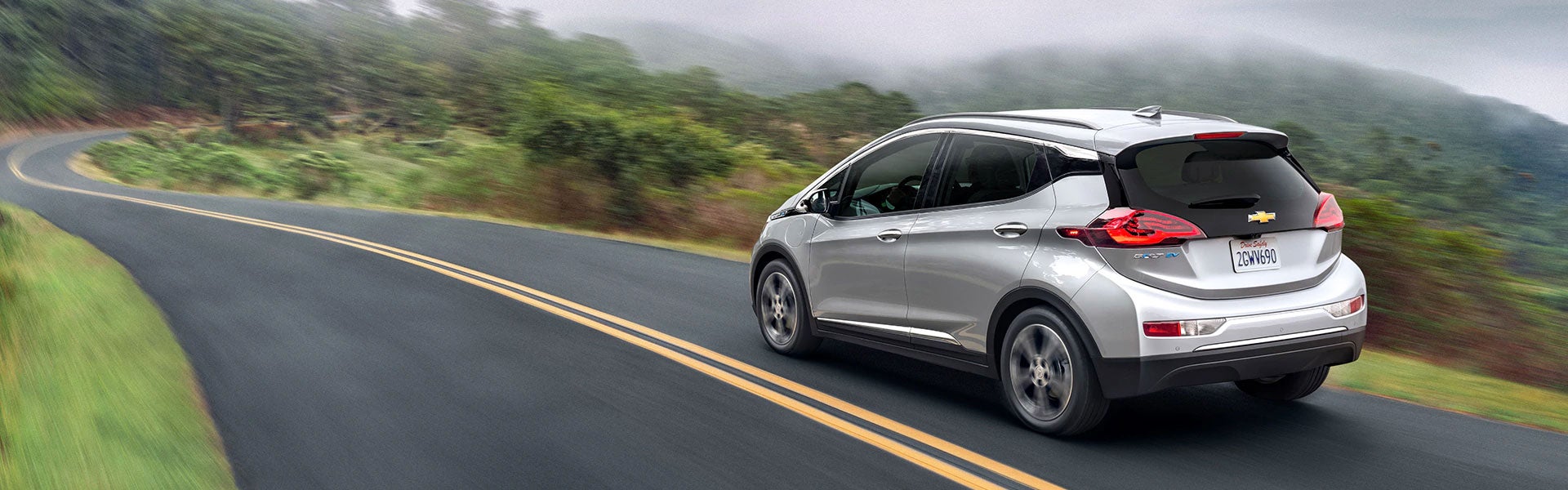back view of Chevrolet Bolt EV on road