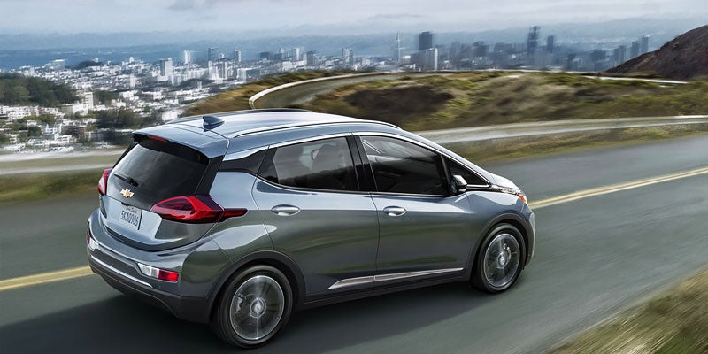 back view of Chevrolet Bolt EV on road