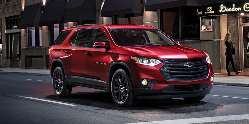 red Chevrolet Traverse