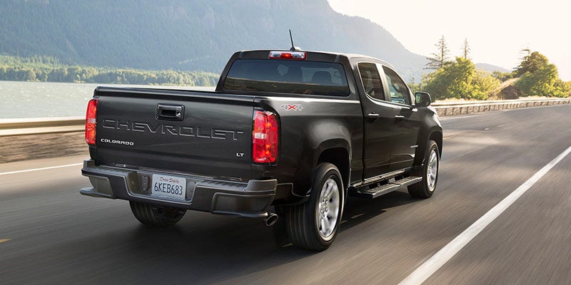 back view of black Chevy Colorado