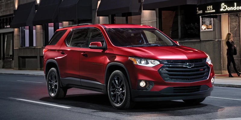 red Chevrolet Traverse