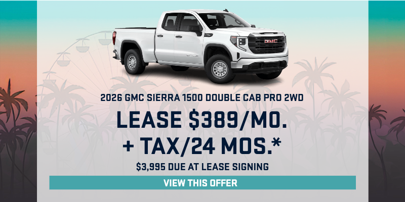2026 GMC Sierra 1500 Lease: $389/mo for 24 mos. $3,995 DAS.