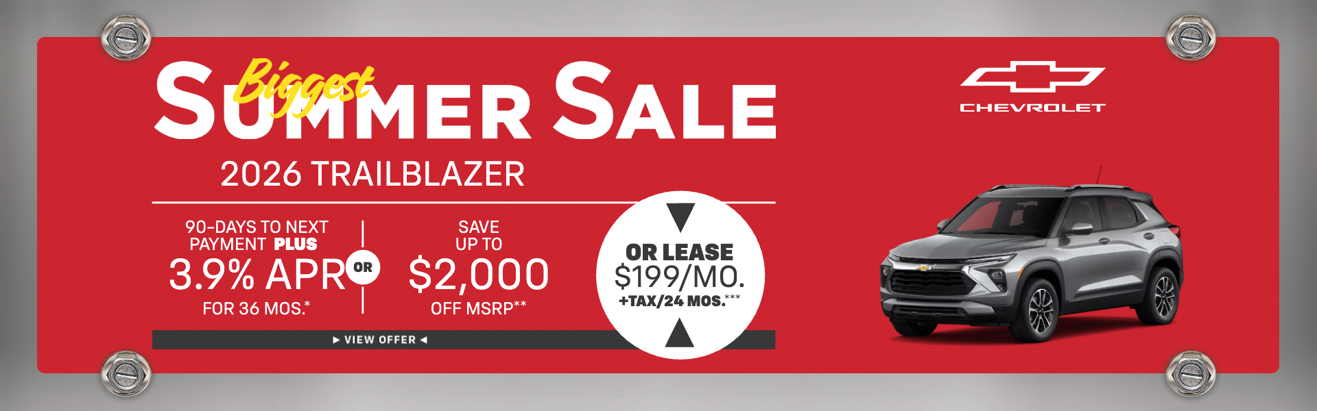 2026 Trailblazer 3.9% APR for 36 mos.