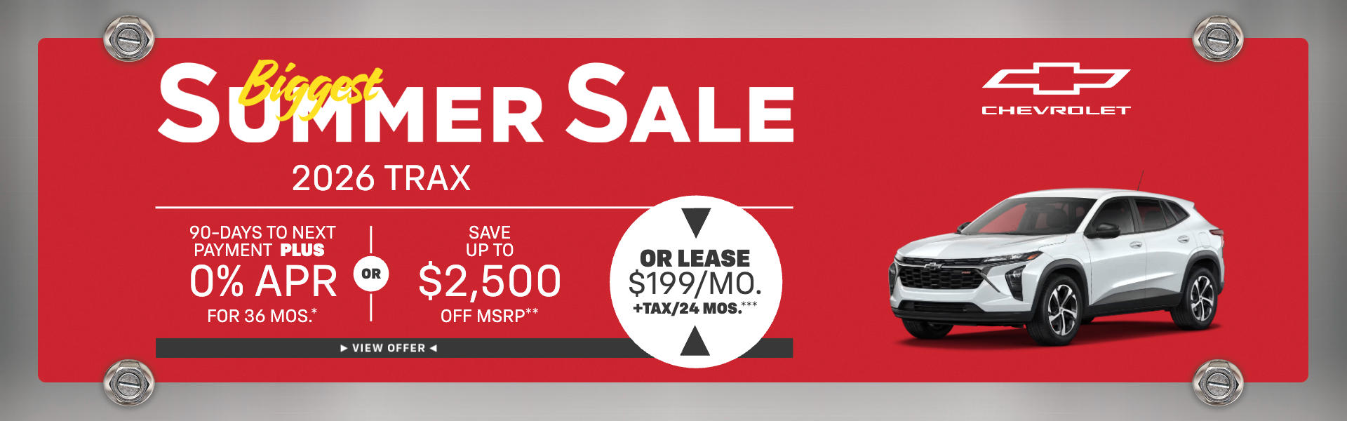 2026 Trax 3.9% APR for 60 mos.