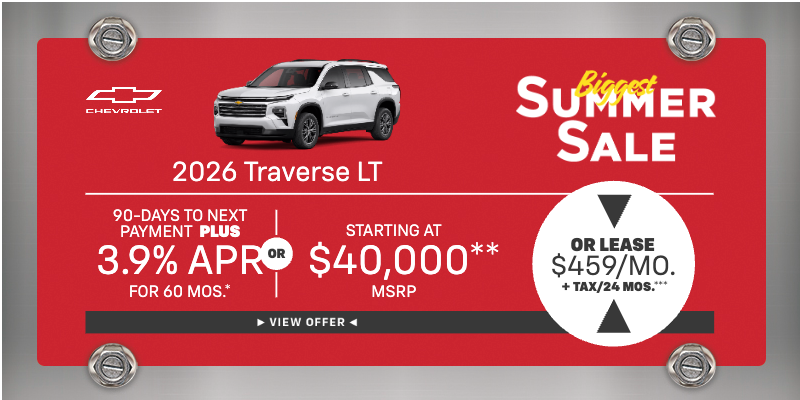 2026 Traverse 3.9% APR for 60 mos.