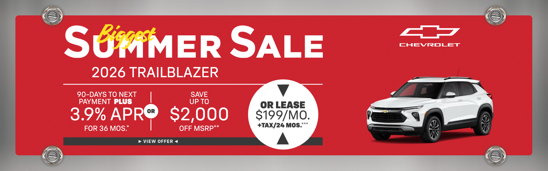 2026 Trailblazer 3.9% APR for 36 mos.