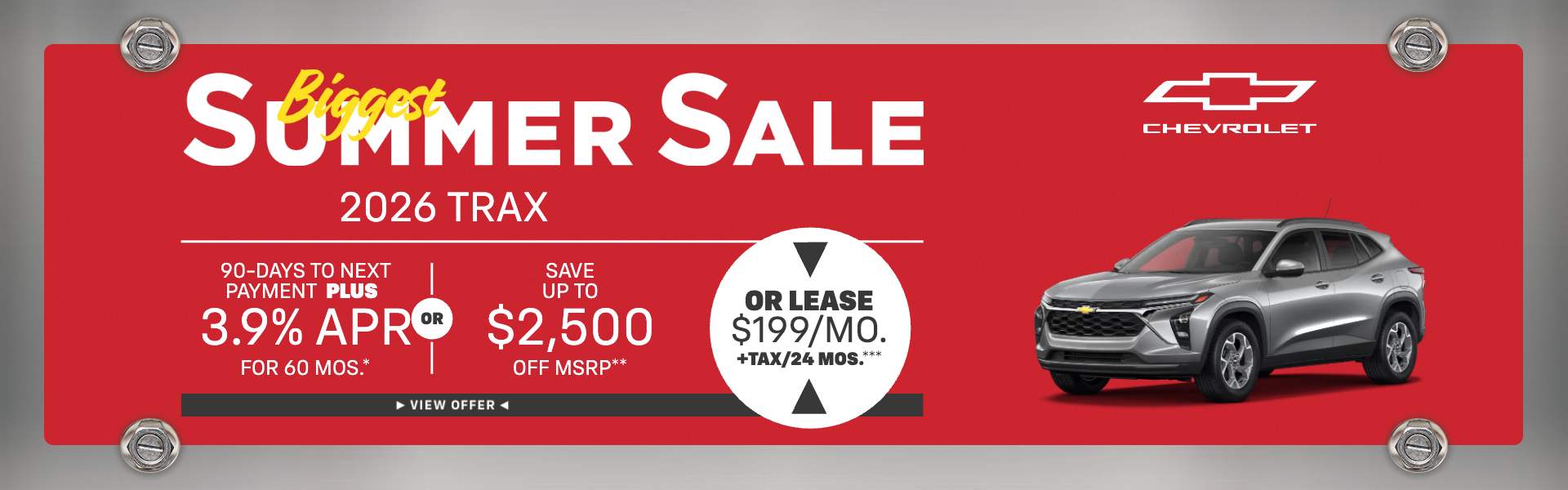2026 Trax 3.9% APR for 60 mos.