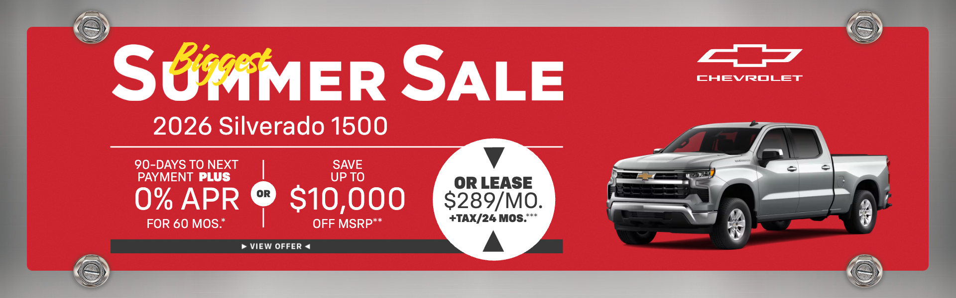 2026 Silverado 1500 0% APR for 60 mos.