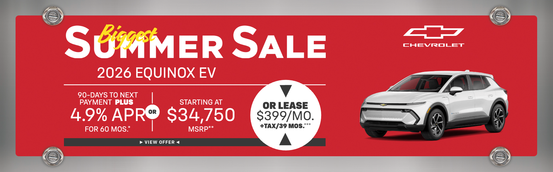 2026 Equinox EV 4.9% APR for 60 mos.