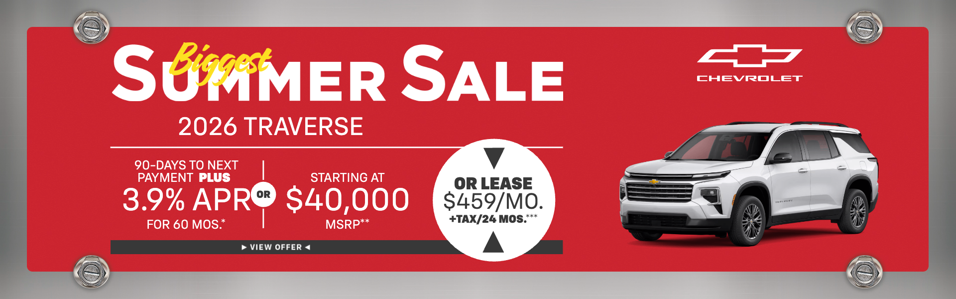 2026 Traverse 3.9% APR for 60 mos.