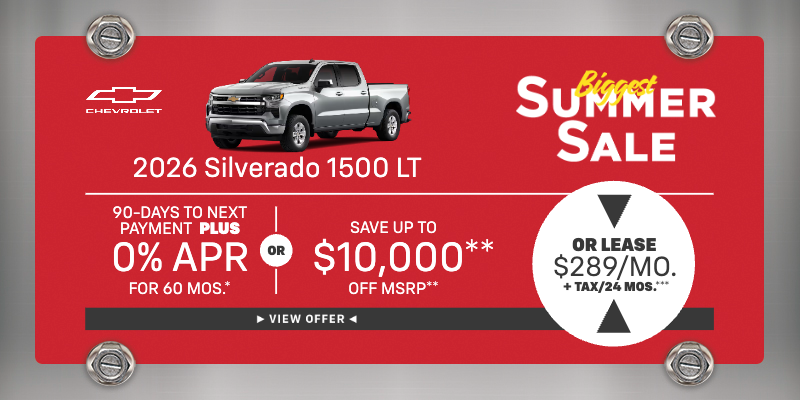 2026 Silverado 1500 0% APR for 36 mos.